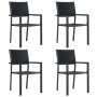 dārza krēsli, 4 gab., melna plastmasa, pinuma dizains