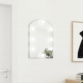 spogulis ar LED gaismām, 60x40 cm, stikls, arkas forma