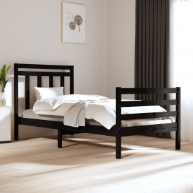 gultas rāmis, melns, masīvkoks, 90x190 cm, 3FT, vienvietīgs