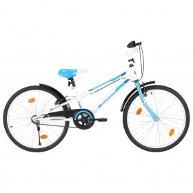 bērnu velosipēds, 24 collas, zils ar baltu