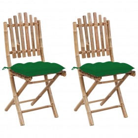 saliekami dārza krēsli ar matračiem, 2 gab., bambuss