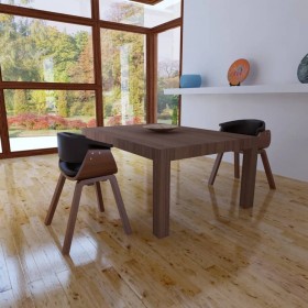 virtuves krēsli, 2 gab., izliekts koks un mākslīgā āda