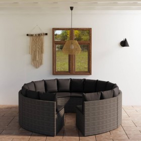 8-daļīgs dārza dīvānu komplekts ar matračiem, PE rotangpalma