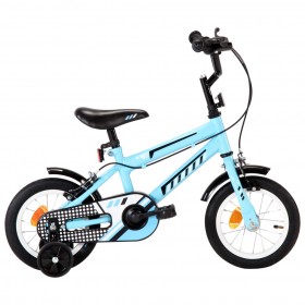 bērnu velosipēds, 12 collas, melns ar zilu
