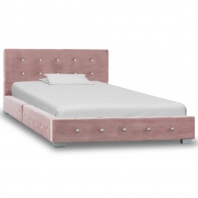 gultas rāmis, rozā samts, 90x200 cm