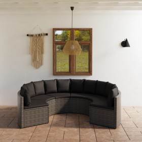 6-daļīgs dārza dīvānu komplekts ar matračiem, PE rotangpalma