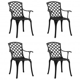 dārza krēsli, 4 gab., liets alumīnijs, melni
