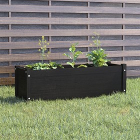 dārza puķu kaste, melna, 100x31x31 cm, priedes masīvkoks