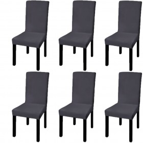krēslu pārvalki, 6 gab., elastīgi, antracīta pelēki