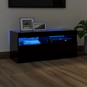 TV galdiņš ar LED lampiņām, 90x35x40 cm, melns