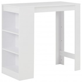 bāra galds ar plauktu, balts, 110x50x103 cm