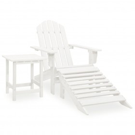 dārza krēsls ar kāju balstu un galdiņu, egles koks, balts
