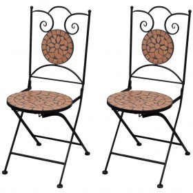 saliekami bistro krēsli, 2 gab., keramika, sarkanbrūni