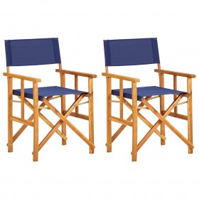 režisora krēsli, 2 gab., zili, akācijas masīvkoks