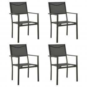 dārza krēsli, 4 gab., antracītpelēks tērauds, melns tekstilēns