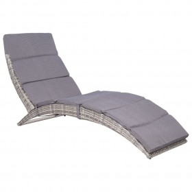 saliekams sauļošanās krēsls ar matraci, PE rotangpalma, pelēks