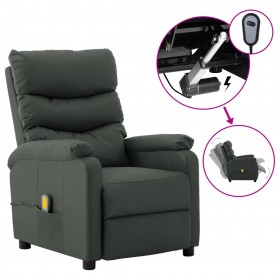 elektrisks masāžas krēsls, atgāžams, pelēka mākslīgā āda