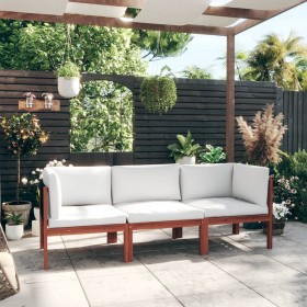 trīsvietīgs dārza dīvāns ar matračiem, akācijas masīvkoks