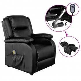 elektrisks masāžas krēsls, melna mākslīgā āda