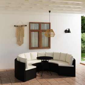 7-daļīgs dārza dīvānu komplekts ar matračiem, PE rotangpalma