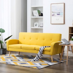 dīvāns, trīsvietīgs, dzeltens audums
