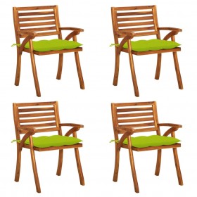 dārza krēsli ar spilveniem, 4 gab., akācijas masīvkoks