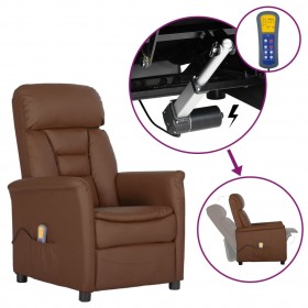 elektrisks masāžas krēsls, atgāžams, brūna mākslīgā āda