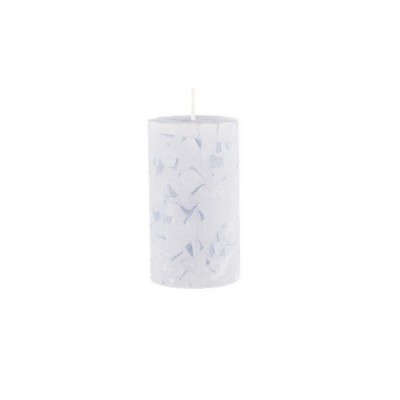 Svece stabs Polar Mosaic 6.8x9cm 48h balta, gaiši zila, pelē
