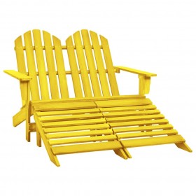 divvietīgs dārza krēsls ar kāju balstiem, egles koks, dzeltens