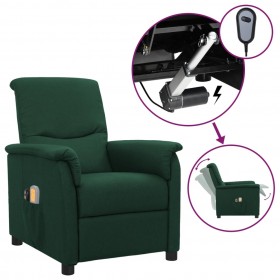 elektrisks masāžas krēsls, atgāžams, tumši zaļš audums