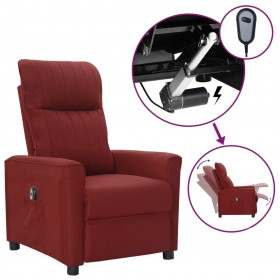 elektrisks atpūtas krēsls, atgāžams, vīnsarkans audums