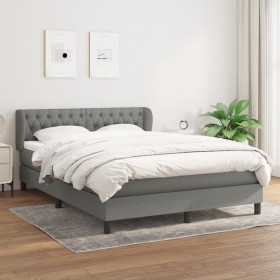 atsperu gulta ar matraci, tumši pelēka, 140x200 cm, audums