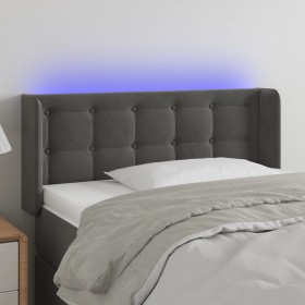 gultas galvgalis ar LED, 83x16x78/88 cm, tumši pelēks samts