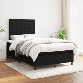 atsperu gultas rāmis ar matraci, melna audums, 120x200 cm