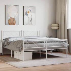 gultas rāmis ar galvgali un kājgali, balts metāls, 135x290 cm