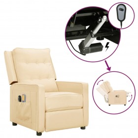 elektrisks masāžas krēsls, atgāžams, krēmkrāsas audums