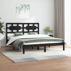 gultas rāmis, priedes masīvkoks, melns, 120x200 cm