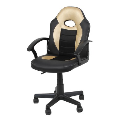 Biroja krēsls LUKA 57x54.5xH89-99cm melns/zelta