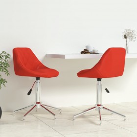 grozāmi virtuves krēsli, 2 gab., sarkana mākslīgā āda