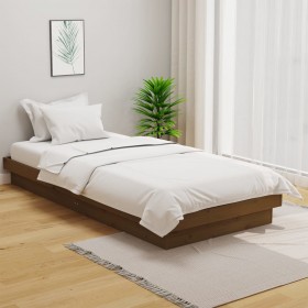 gultas rāmis, medus brūns, masīvkoks, 100x200 cm