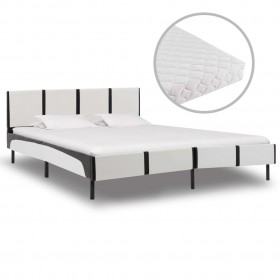 gulta ar matraci, balta un melna, 180x200 cm, mākslīgā āda