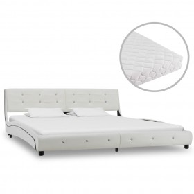 gulta ar matraci, balta, 180x200 cm, mākslīgā āda