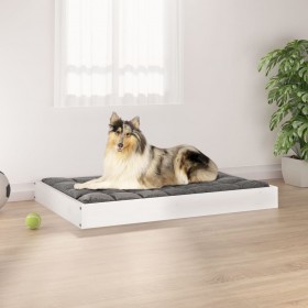 suņu gulta, balta, 91,5x64x9 cm, priedes masīvkoks