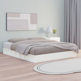 gultas rāmis, balts, 180x200 cm, Super King izmērs, masīvkoks