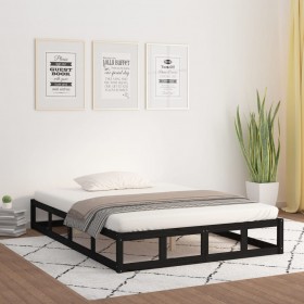 gultas rāmis, melns, 120x200 cm, masīvkoks