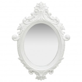 sienas spogulis, pils interjera stils, 56x76 cm, balts