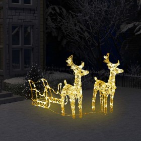 Ziemassvētku dekorācija, ziemeļbrieži, kamanas, 160 LED, 130 cm