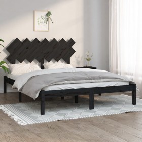 gultas rāmis, melns, 140x190 cm, priedes masīvkoks