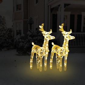 vidaXL Ziemassvētku ziemeļbrieži, 2 gab., 80 silti baltas LED, akrils