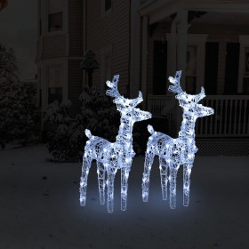 vidaXL Ziemassvētku ziemeļbrieži, 2 gab., 80 vēsi baltas LED, akrils